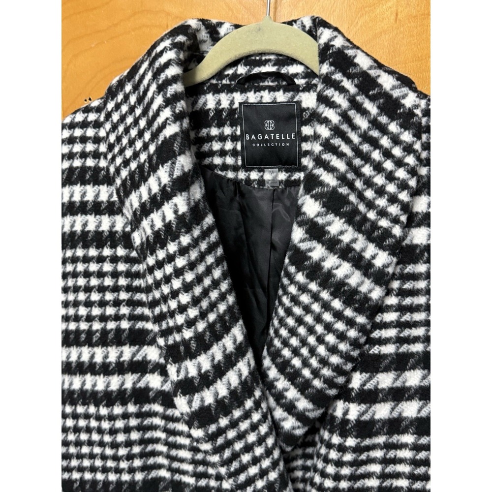 Bagatelle Womens Black White Plaid Check Wool Blend Coat‎ Career Classic Sz M - Picture 6 of 15